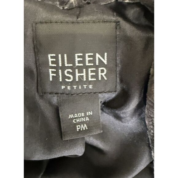 Eileen Fisher Velvet Jacket Petite M Gray Quilted Open Front Formal Silk Blend - Picture 6 of 10